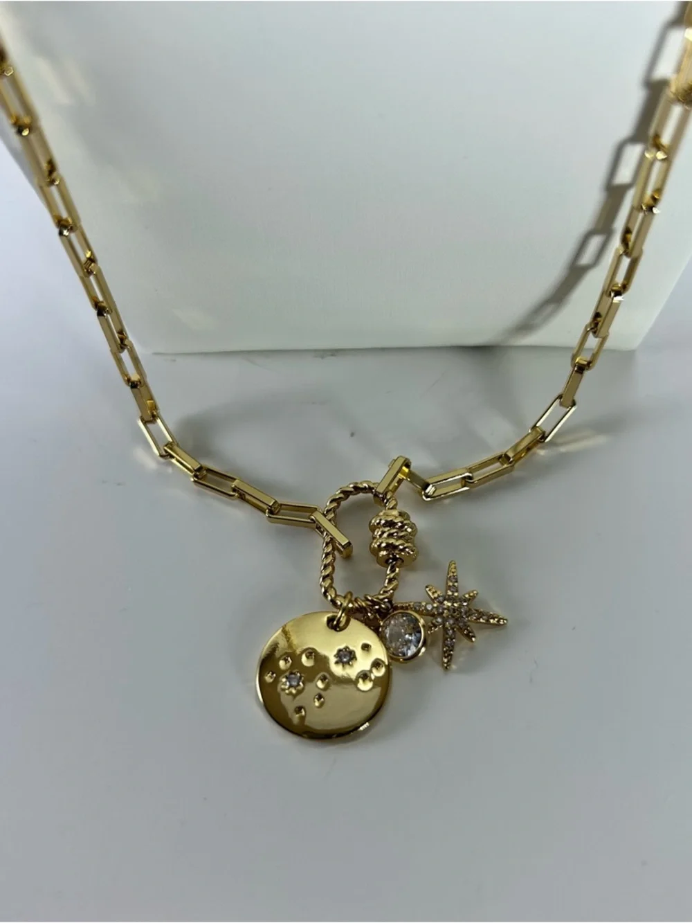 ettika Gold Starburst Crystal & Disc Charm Pendant Necklace - Picture 5 of 9